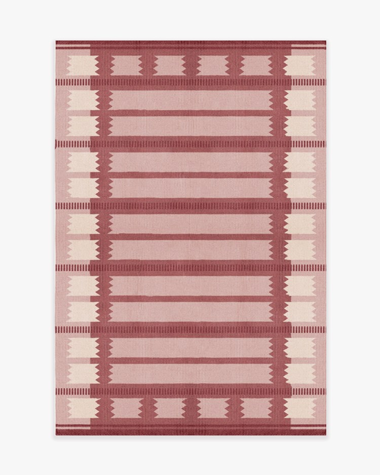 Layered Röllakan Wool Rug Iris Raspberry