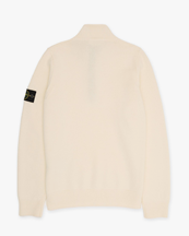Stone Island 5100024 Lambswool Buttoned Polo Sweater Ivory