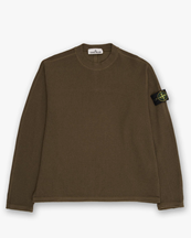 Stone Island 6100044 Ribbed Wool Nylon Crewneck Sweater Military Green