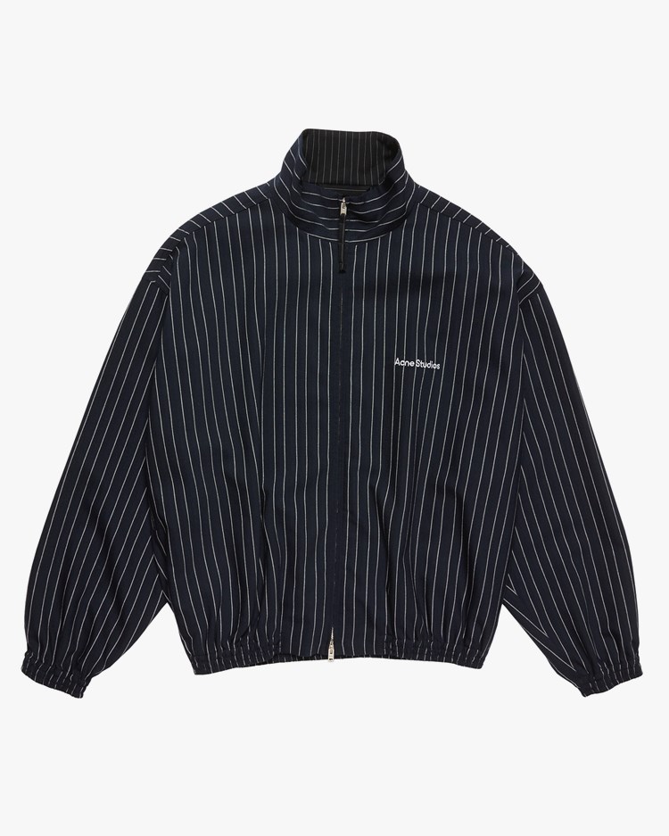 Acne Studios Stripe Logo Zipper Jacket Navy/White