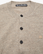 Acne Studios Face Crew Neck Wool Cardigan Greige Melange