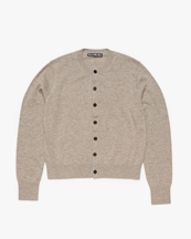 Acne Studios Face Crew Neck Wool Cardigan Greige Melange