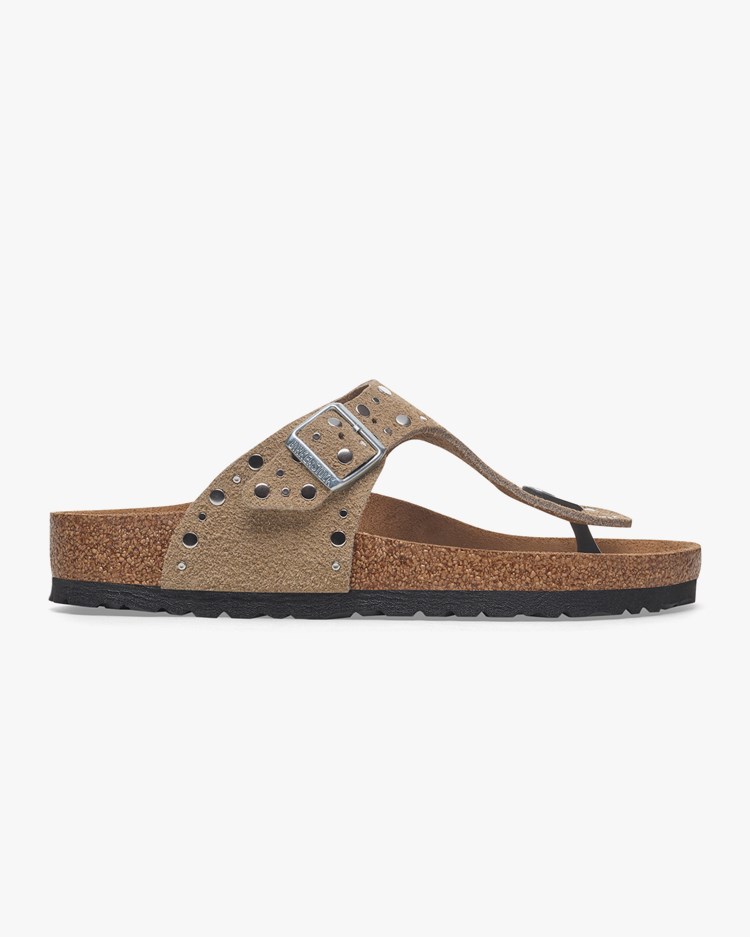 Birkenstock Gizeh Rivet Suede Leather Taupe
