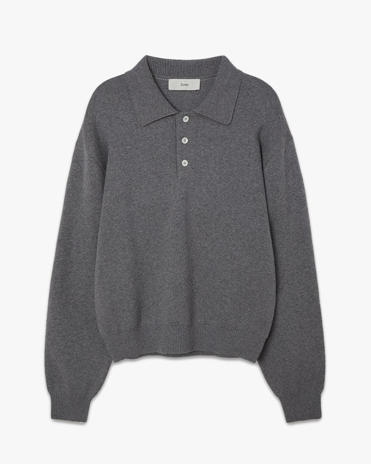 Dunst Cashmere Collared Sweater Dark Melange Grey