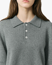Dunst Cashmere Collared Sweater Dark Melange Grey