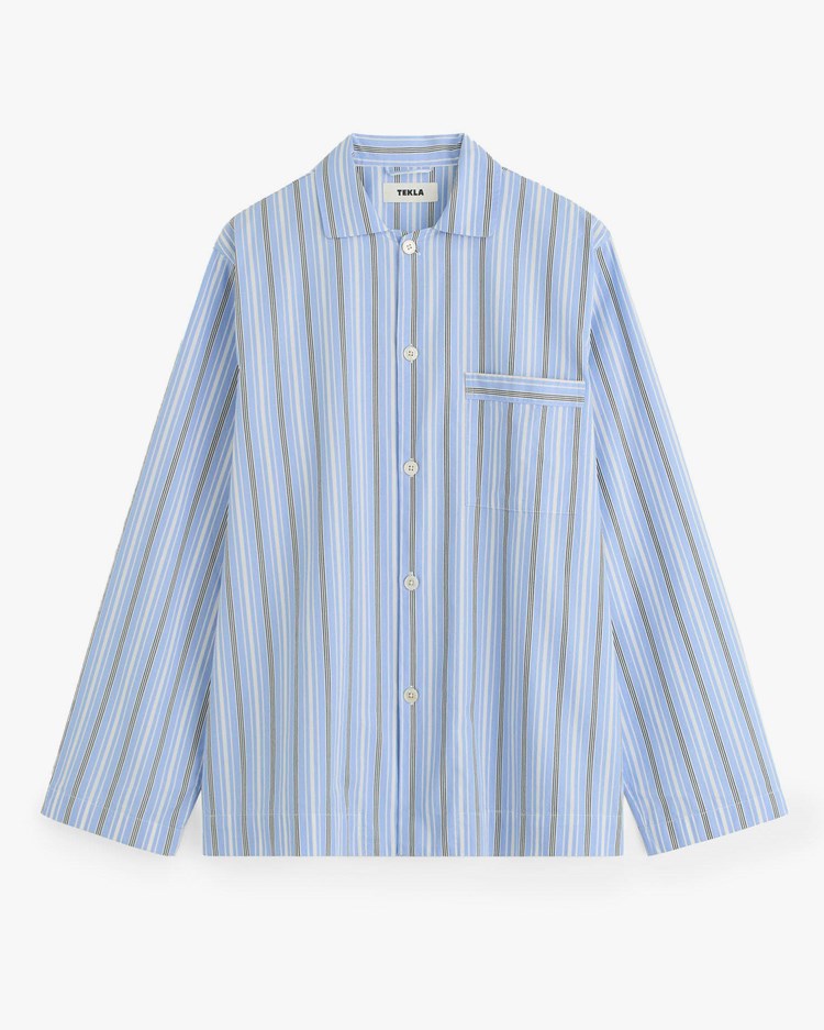 Tekla Poplin Pyjamas Shirt Stave Stripes