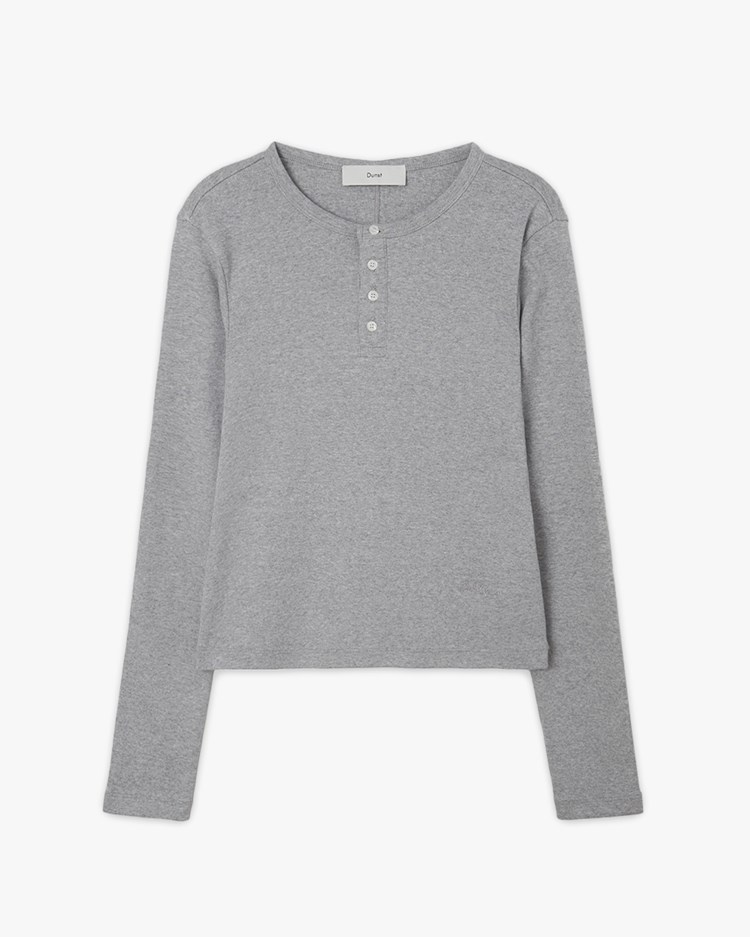Dunst Henry Longsleeve T-Shirt Melange Grey