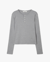 Dunst Henry Longsleeve T-Shirt Melange Grey