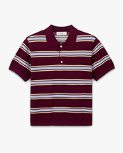 Dunst Striped Shortsleeve Polo Knit Burgundy/Sky Blue