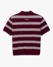 Dunst Striped Shortsleeve Polo Knit Burgundy/Sky Blue