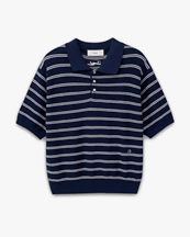 Dunst Striped Shortsleeve Polo Knit Navy