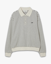 Dunst Vintage Striped Collared T-Shirt Ivory Stripe