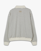 Dunst Vintage Striped Collared T-Shirt Ivory Stripe