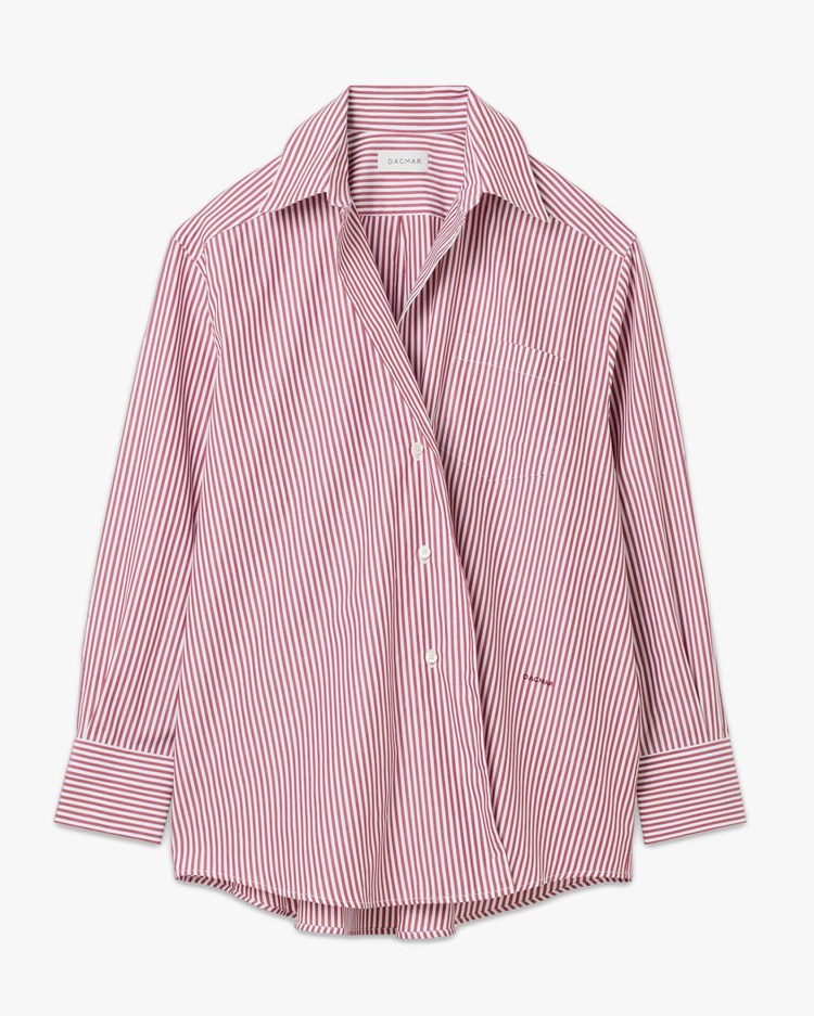 House of Dagmar Asymmetric Shirt Red Stripe