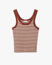 House of Dagmar Ribbed Tank Top White Mahogny Red