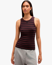 Ganni Soft Cotton Rib Tank Top Chocolate Plum