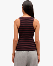 Ganni Soft Cotton Rib Tank Top Chocolate Plum