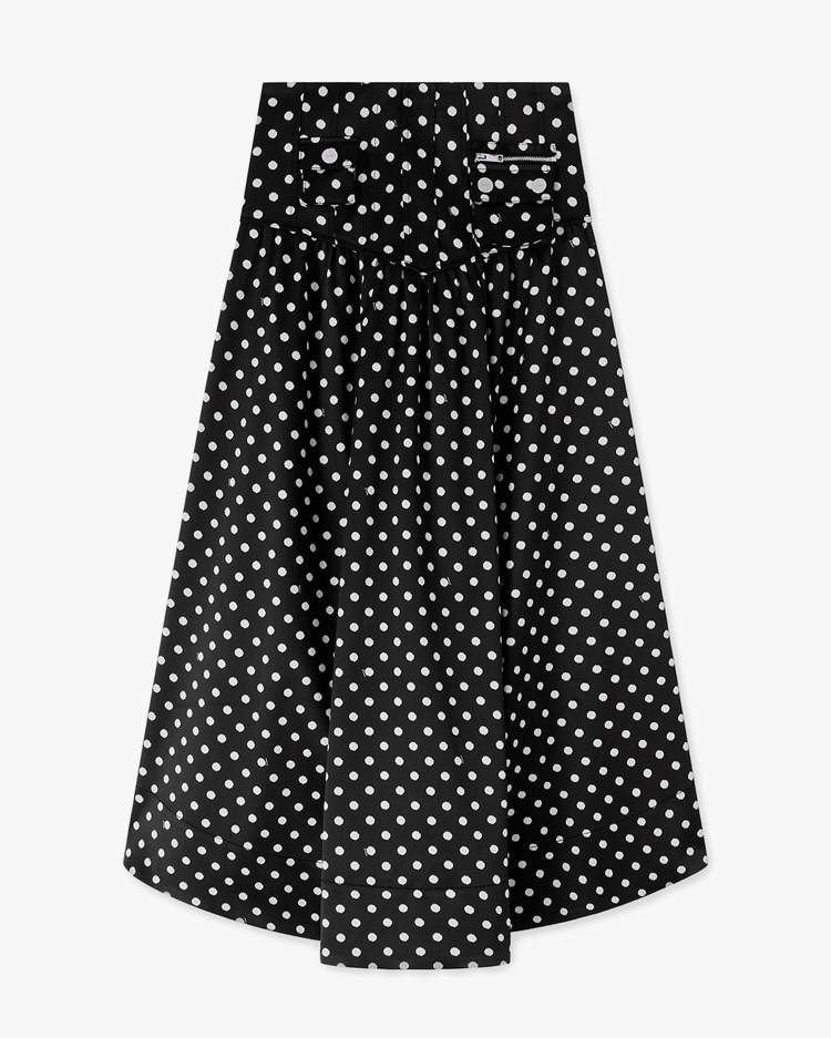 Ganni Printed Double Satin Long Pocket Skirt Black