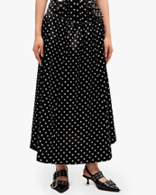Ganni Printed Double Satin Long Pocket Skirt Black