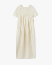 House of Dagmar Rouched V-Neck Dress Off White