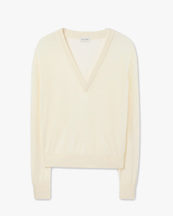 House of Dagmar Cashmere V-Neck Knit Cream White