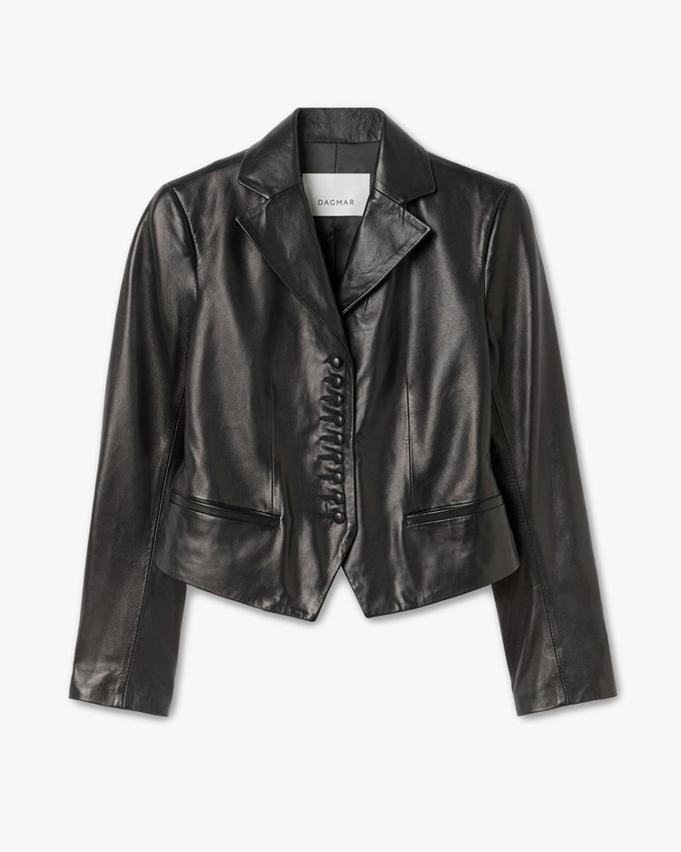 House of Dagmar Tailored Leather Blazer Black