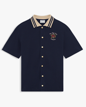Drôle De Monsieur Chemise Piqèe Slogan Rose Shirt Navy