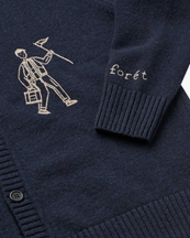 Forét Bird Embroidery Knit Jacket Navy
