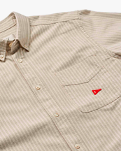 Forét Flag Regular Fit Pocket Oxford Shirt Taupe Stripe