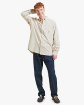 Forét Flag Regular Fit Pocket Oxford Shirt Taupe Stripe