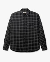 Forét Scout Relaxed Fit Loose Weave Check Shirt Black Check