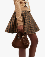 Ganni Hobo Mini Bag Suede Chicory Coffee