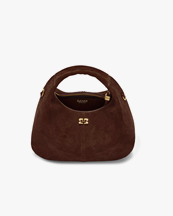 Ganni Hobo Mini Bag Suede Chicory Coffee