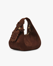 Ganni Hobo Mini Bag Suede Chicory Coffee