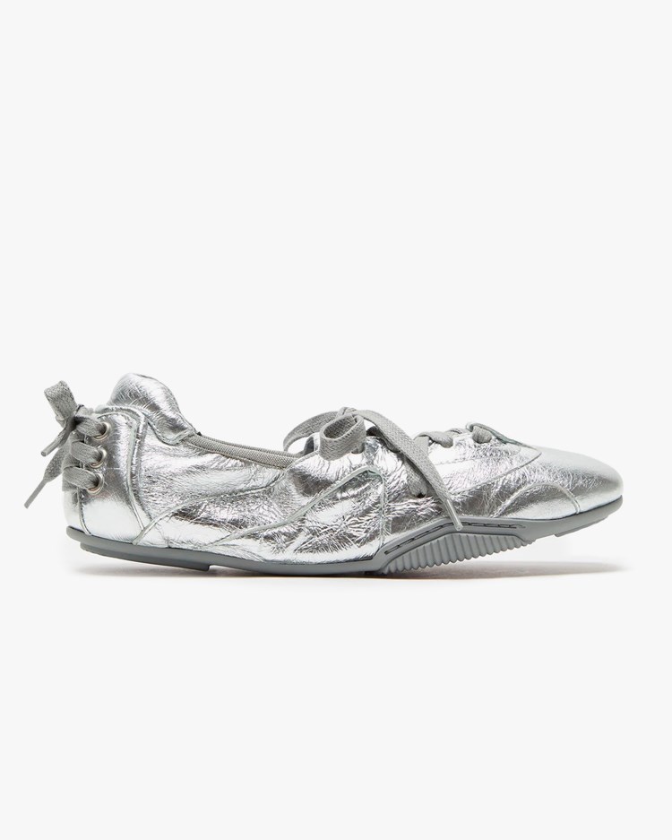Acne Studios Lace-Up Leather Shoes Silver