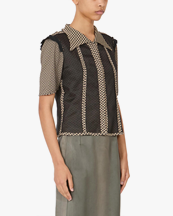 Maison Margiela Jacquard Silk Organza Shirt Beige/Black