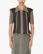 Maison Margiela Jacquard Silk Organza Shirt Beige/Black