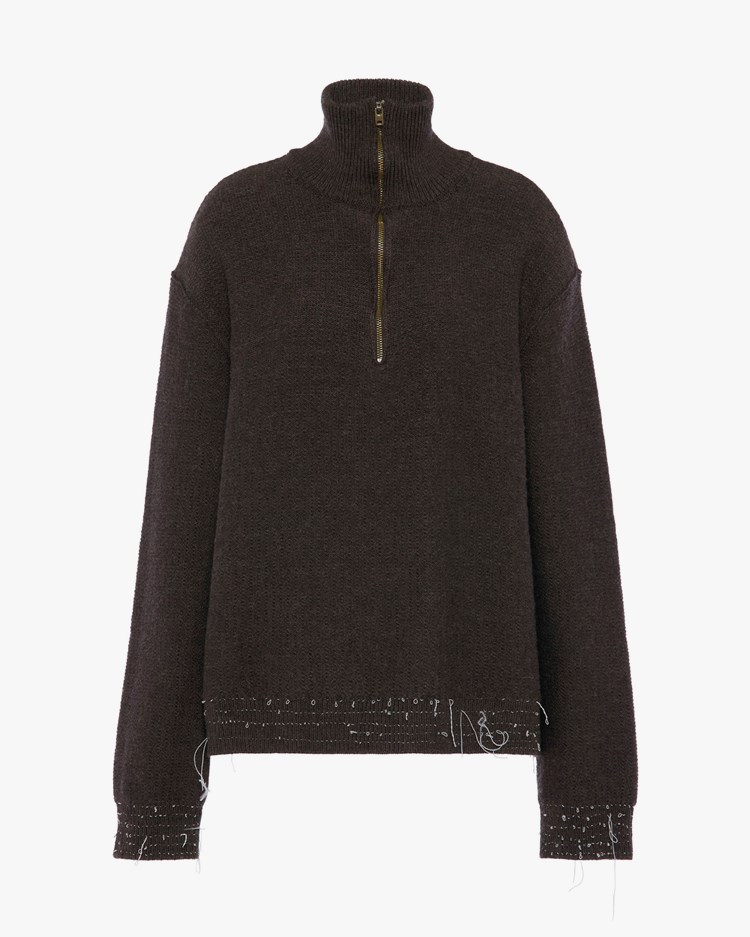 Maison Margiela Reworked Half-Zip Sweater Brown