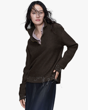 Maison Margiela Reworked Half-Zip Sweater Brown