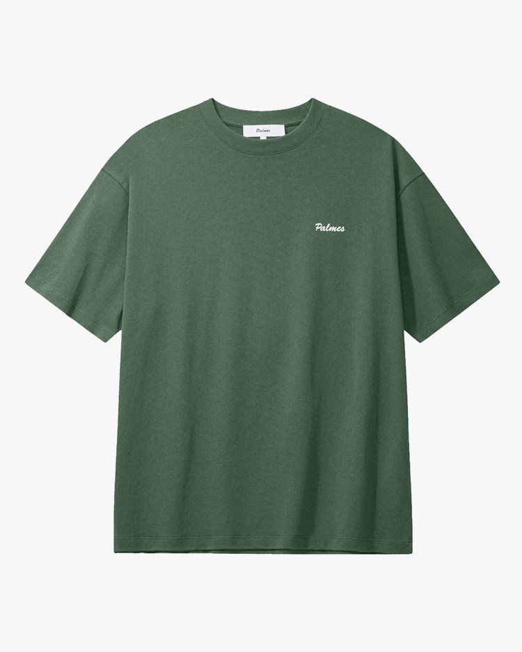 Palmes Screen-Printed Logo T-Shirt Dark Green