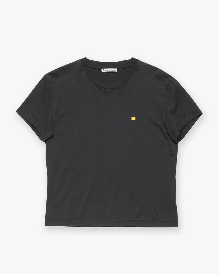 Acne Studios Fitted Face Logo T-Shirt Faded Black