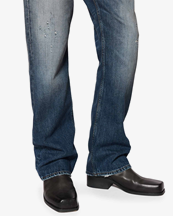 Hope Rush Relaxed Bootcut Jeans Mid Blue Cross Hatch