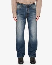 Hope Rush Relaxed Bootcut Jeans Mid Blue Cross Hatch