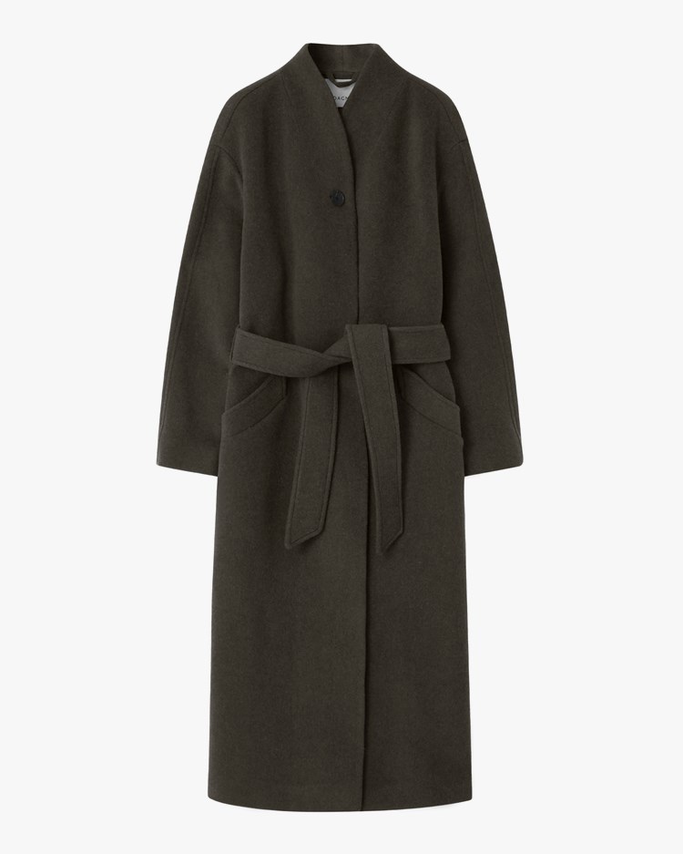 House of Dagmar Oversize Belted Coat Moss Green