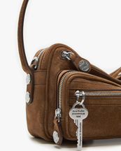 Acne Studios Camero Party Shoulder Bag Suede Cognac Brown
