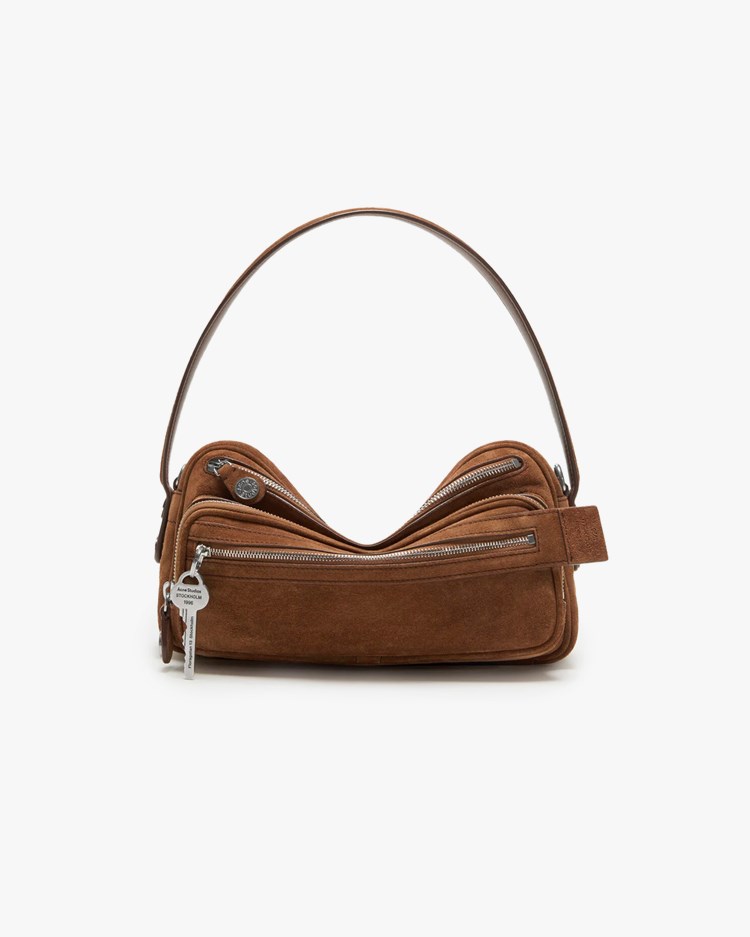 Acne Studios Camero Party Shoulder Bag Suede Cognac Brown