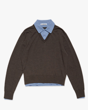 Acne Studios Double Collar V-Neck Sweater Brown/Blue