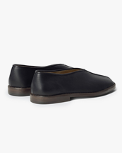 LEMAIRE Flat Piped Slippers M Black/Dark Chocolate
