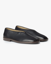 LEMAIRE Flat Piped Slippers M Black/Dark Chocolate
