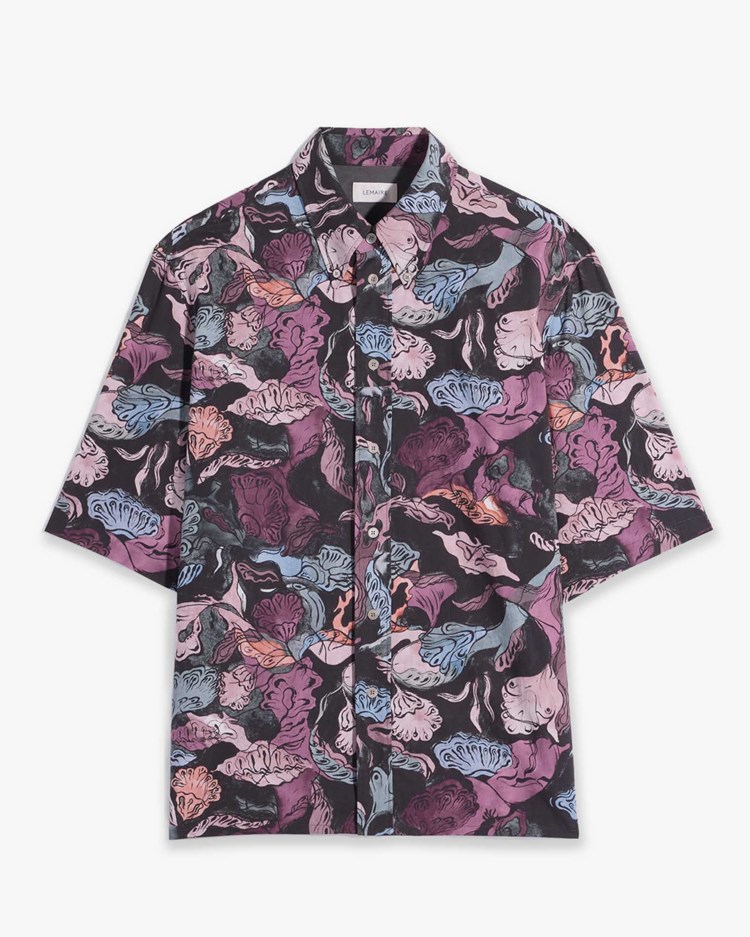 LEMAIRE Short Sleeve Shirt Black/Plum